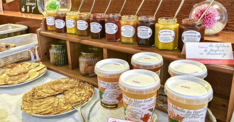 Les produits présents sur le buffet petit-déjeuner du Brit Hotel Montbéliard Centre
