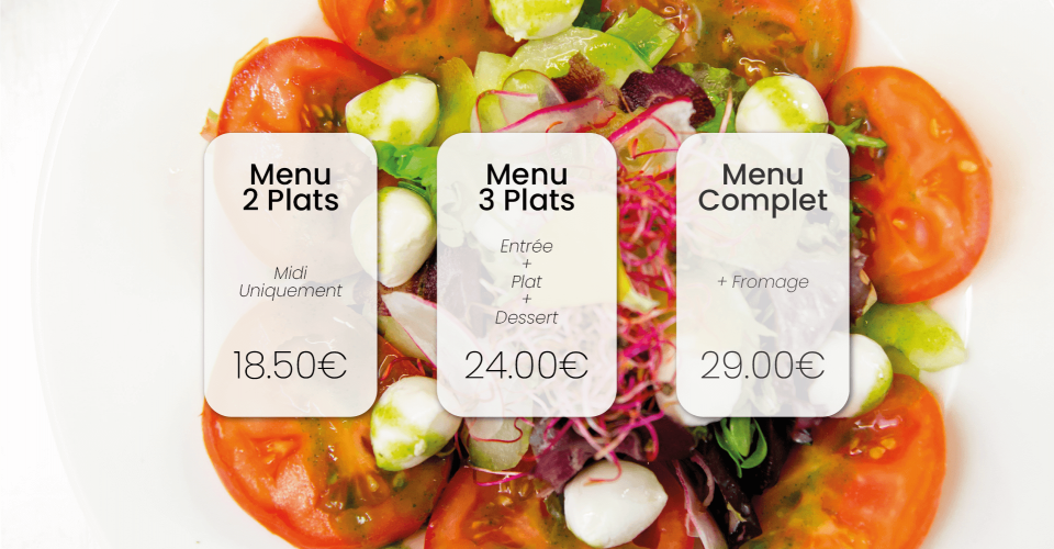 Les tarifs des menus du restaurant