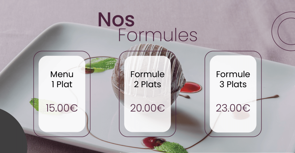 The formulas of the restaurant Le Castel in Rennes