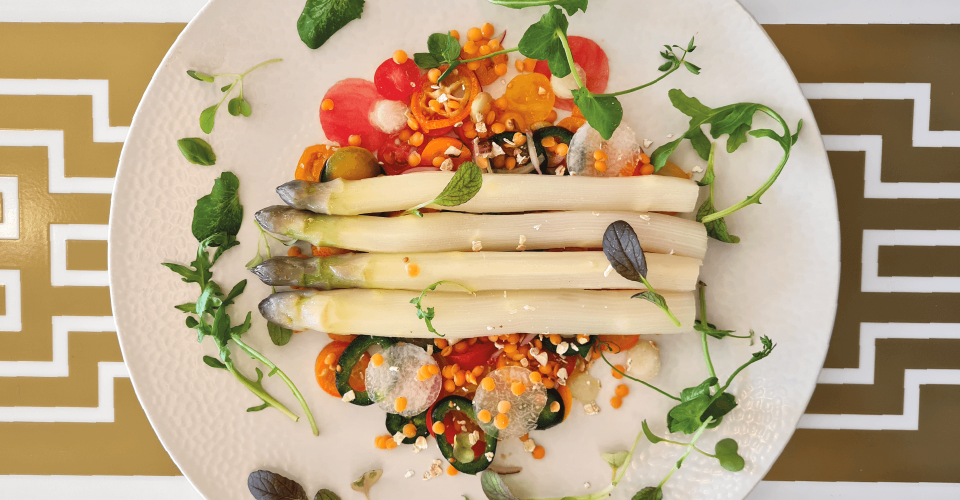 plate of asparagus cooked by our chef Louis