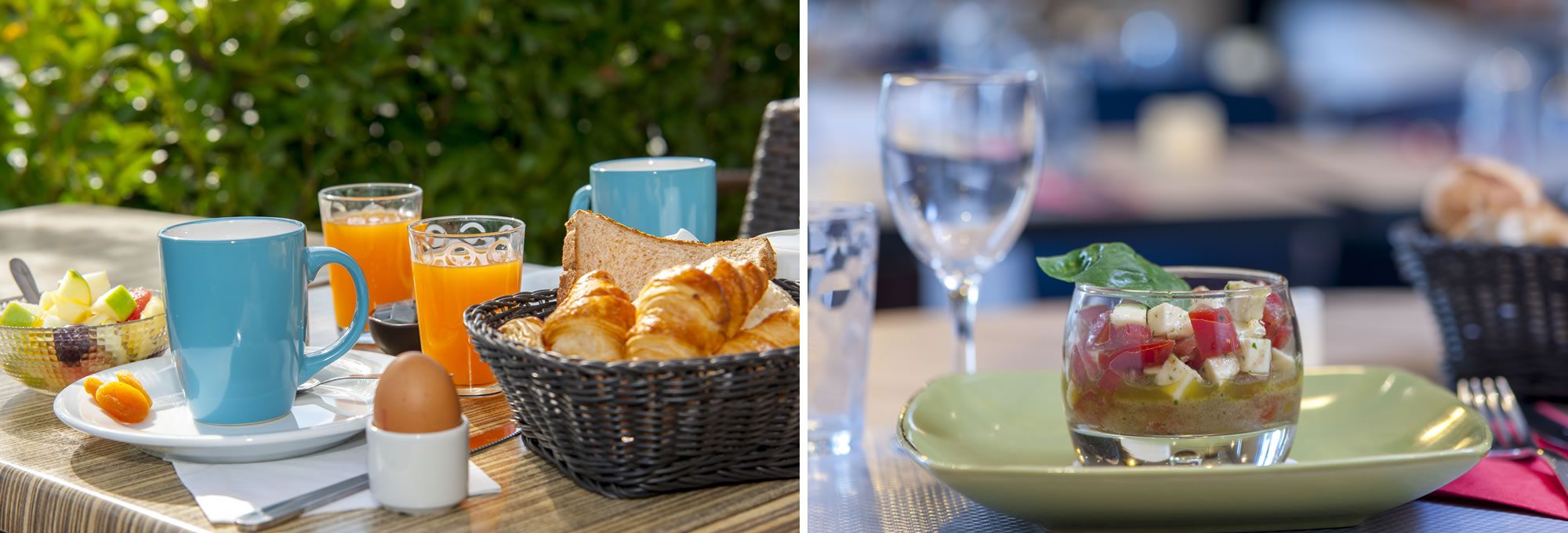 Le petit-déjeuner buffet et le restaurant du Brit Hotel d'Avignon