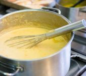 A creamy purée simmering in the oven