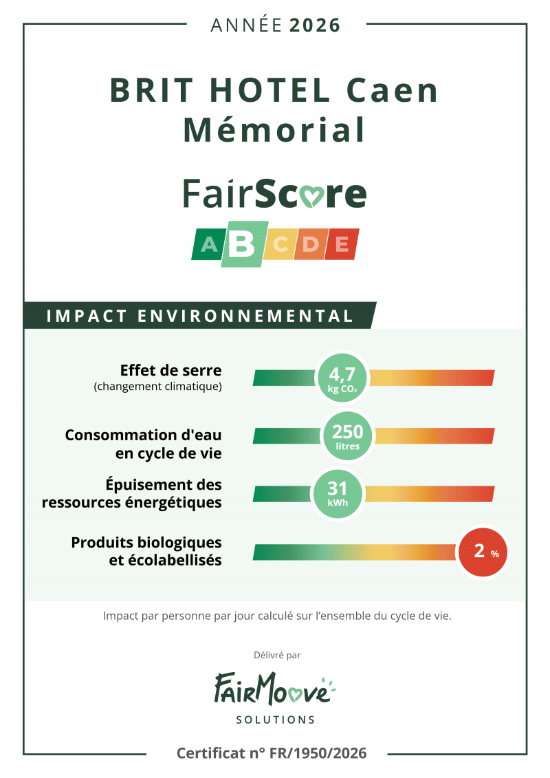 Brit Hotel Caen Mémorial Environmental Label