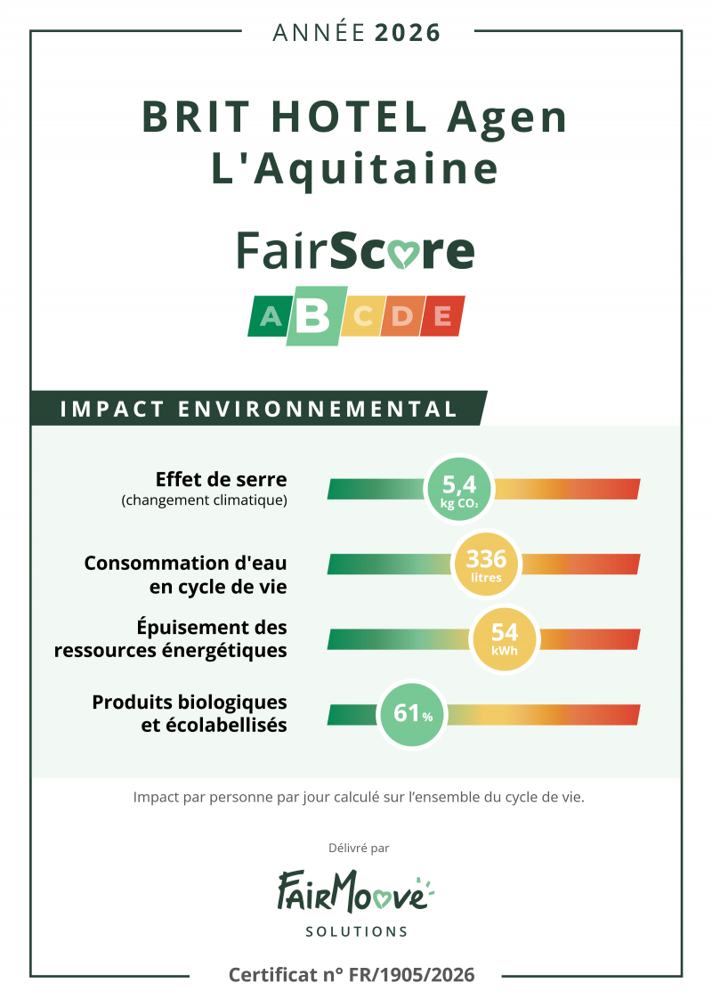 Etiquette environnementale Brit Hotel Agen