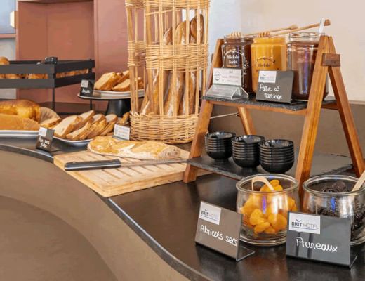 the breakfast buffet at the hotel in Angers